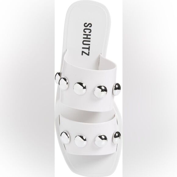 NWOB Schutz | Women’s White Silver Embellishment Lizzie Slide Sandal 8‎ - Picture 4 of 8